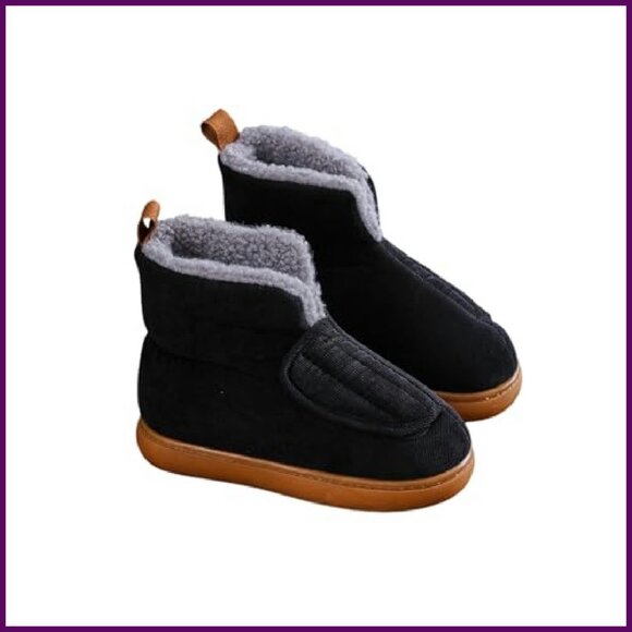 Wide Fit Diabetic Booties Non-Slip Slippers High Ankle Cozy Winter Boots - Picture 2 of 2